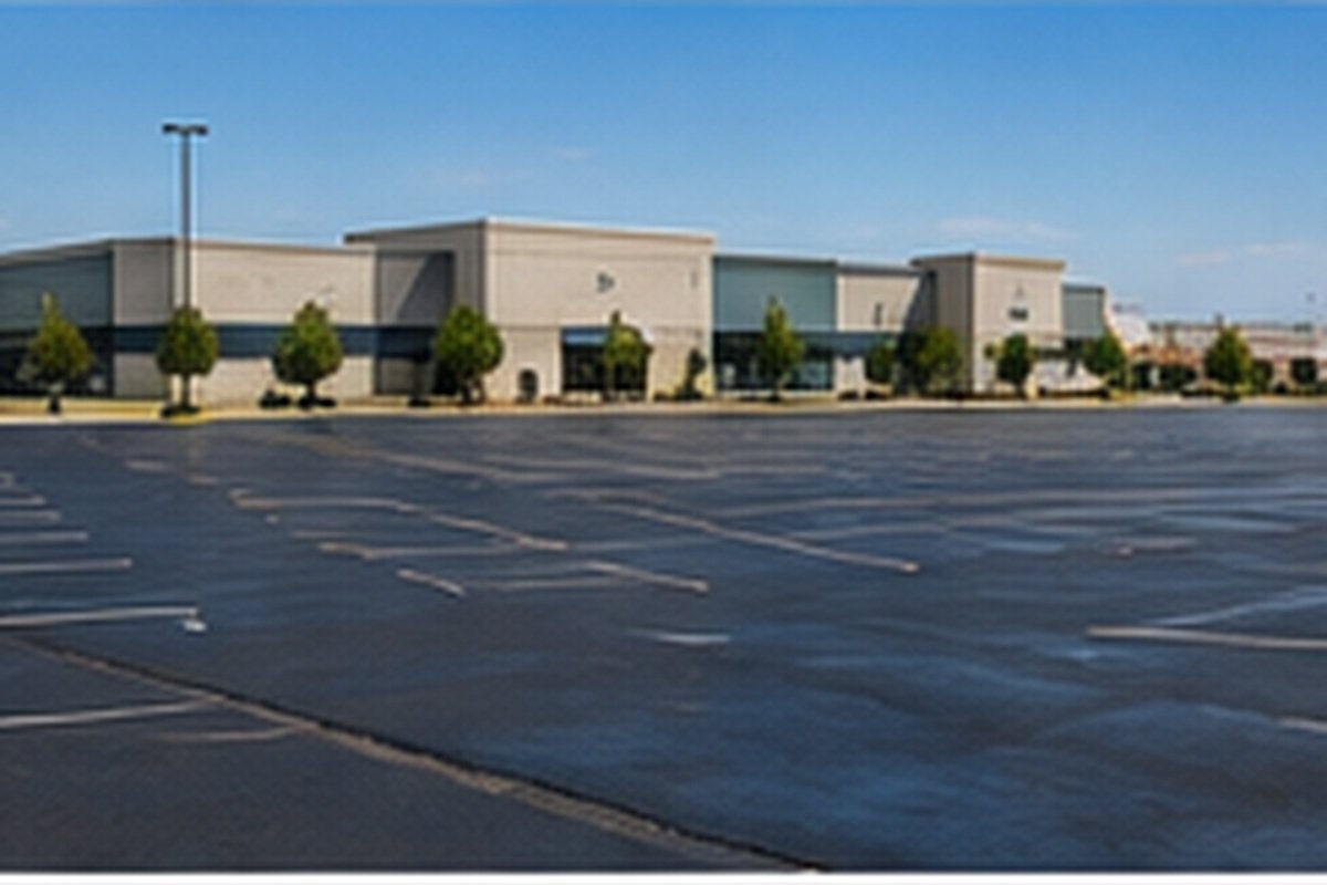 A freshly sealcoated commercial parking lot in Wichita, KS