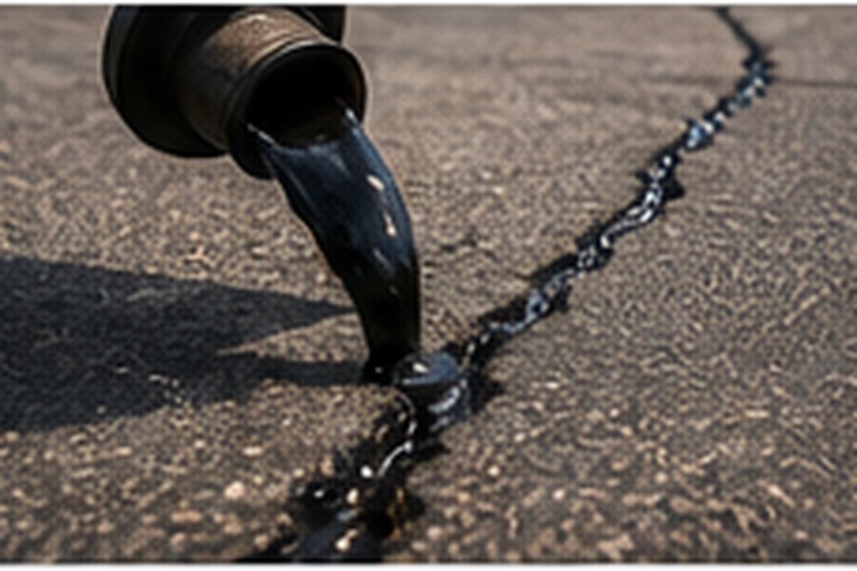 Hot pour crack filling ahead of sealcoating on a Wichita commercial lot